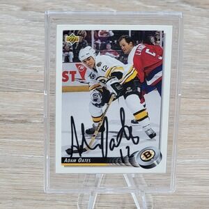 Adam Oates Signed 1992 Upper Deck Boston Bruins Autographed Hockey Card #133